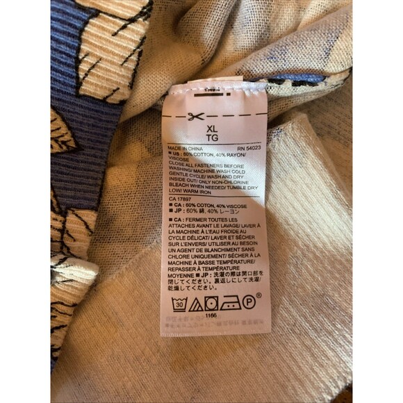 Banana Republic Cardigan Sweater Blue Floral Size XL Preppy Classic Career Light - Picture 10 of 10